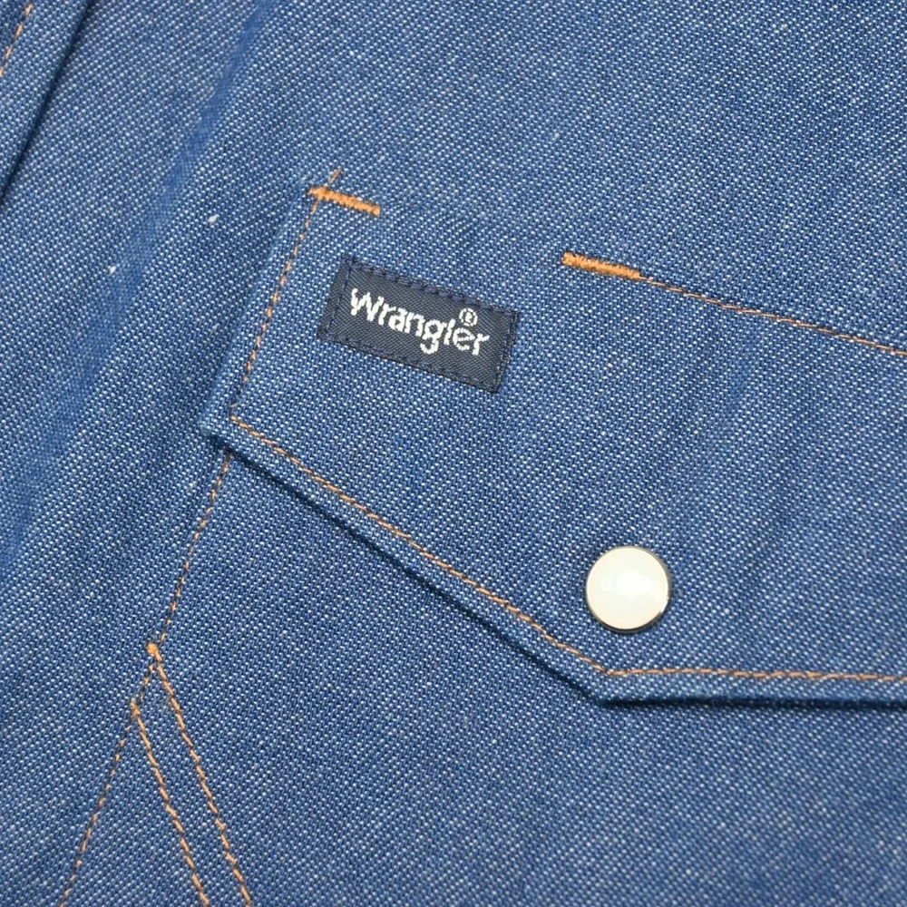Vtg Wrangler Large Cotton Denim Pearl Snap L/S Western Rockabilly Rodeo Shirt - Picture 4 of 12